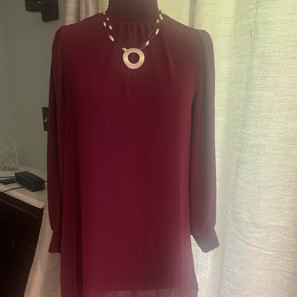 Dark Fushcia Dress-Turtleneck, small-Fishbowl brand tag